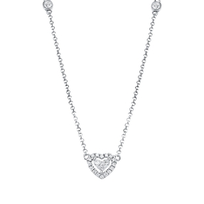 Collier Herz aus 750 Gold Weißgold 21 Diamanten 0,2ct TW-SI L:43,2cm