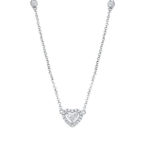 Collier Herz aus 750 Weißgold 21 Brillanten 0.2ct