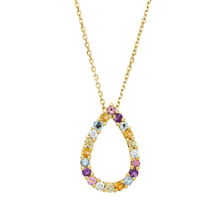 Collier Tropfen aus 750 Gelbgold 34 Topase 3 Brillanten 0.06ct