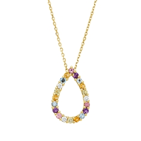 Collier Tropfen 750 Gelbgold 34 Topase 0,82ct blau 3 Brillanten 0,06ct TW-SI L:45cm