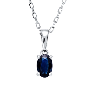 Collier aus 750 Gold Weißgold Saphir 0,51ct blau L:45cm 4er-Krappe