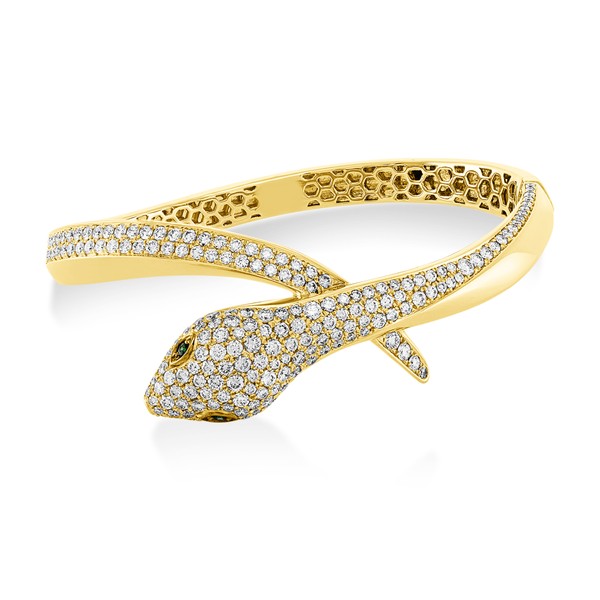 Armreif aus 750 Gelbgold 2 Tsavorithe 223 Brillanten 4.27ct