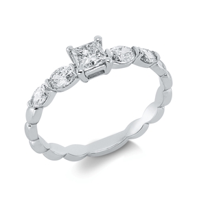 Solitaire Ring aus 750 Gold Weißgold 5 Diamanten 0,64ct TW-SI B:4,6mm