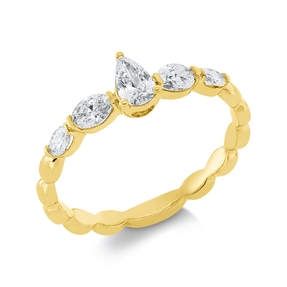 Solitaire Ring aus 750 Gold Gelbgold 5 Diamanten 0,55ct TW-SI B:5,6mm