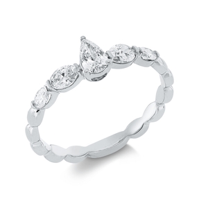 Solitaire Ring aus 750 Gold Weißgold 5 Diamanten 0,54ct TW-SI B:5,6mm