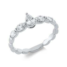 Solitaire Ring aus 750 Gold Weißgold 5 Diamanten 0,66ct TW-SI B:5,8mm