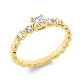 Solitaire Ring aus 750 Gold Gelbgold 5 Diamanten 0,47ct TW-SI B:4,1mm