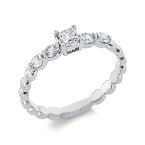 Solitaire Ring aus 750 Gold Weißgold 5 Diamanten 0,46ct TW-SI B:4,1mm