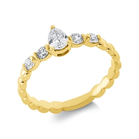 Solitaire Ring aus 750 Gold Gelbgold 5 Diamanten 0,47ct TW-SI B:5,8mm