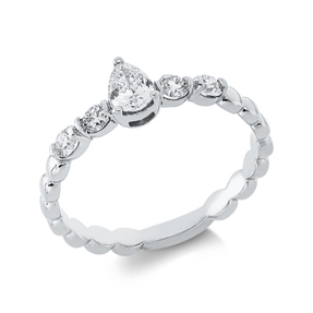 Solitaire Ring aus 750 Gold Weißgold 5 Diamanten 0,46ct TW-SI B:5,8mm