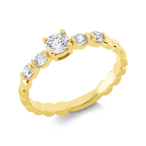 Solitaire Ring aus 750 Gelbgold 4 Brillanten 0,22ct TW-SI 1 Brillant 0,26ct TW-SI