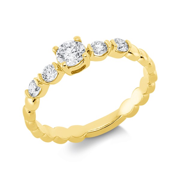 Solitaire Ring aus 750 Gelbgold 5 Brillanten 0.48ct