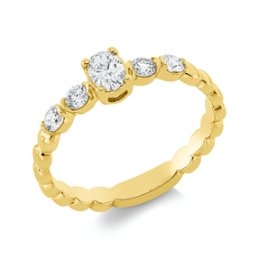 Solitaire Ring aus 750 Gold Gelbgold 5 Diamanten 0,46ct TW-SI B:5,1mm