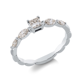 Solitaire Ring aus 750 Gold Weißgold 5 Diamanten 0,47ct TW-SI B:4,1mm