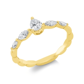 Solitaire Ring aus 750 Gold Gelbgold 5 Diamanten 0,46ct TW-SI B:5,8mm