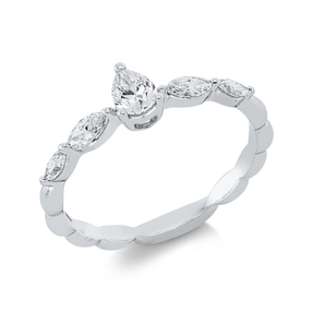 Solitaire Ring aus 750 Gold Weißgold 5 Diamanten 0,47ct TW-SI B:5,8mm