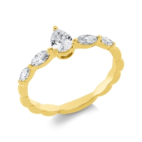 Solitaire Ring aus 750 Gold Gelbgold 5 Diamanten 0,55ct TW-SI B:5,9mm