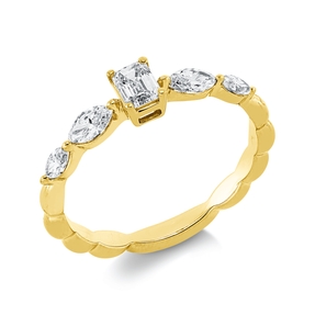 Solitaire Ring aus 750 Gold Gelbgold 5 Diamanten 0,53ct TW-SI B:4,5mm