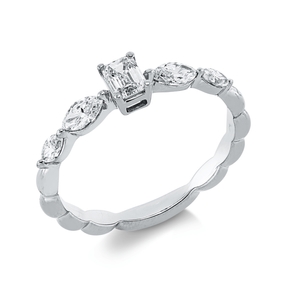 Solitaire Ring aus 750 Gold Weißgold 5 Diamanten 0,53ct TW-SI B:4,5mm