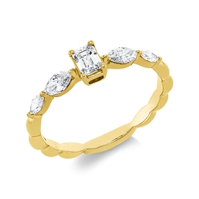 Solitaire Ring aus 750 Gold Gelbgold 5 Diamanten 0,6ct TW-SI B:4,7mm