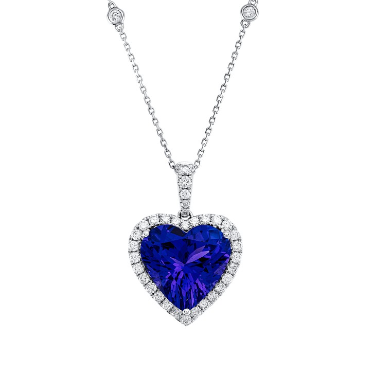 Collier aus 750 Weißgold Tansanit 35 Brillanten 0.66ct