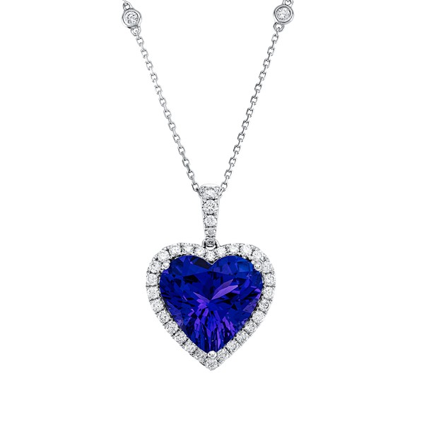 Collier aus 750 Weißgold Tansanit 35 Brillanten 0.66ct
