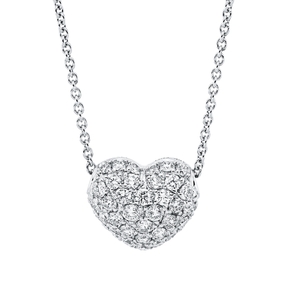 Pavé Collier Herz aus 750 Weißgold 44 Brillanten 0,66ct TW-VSI/SI L:41cm