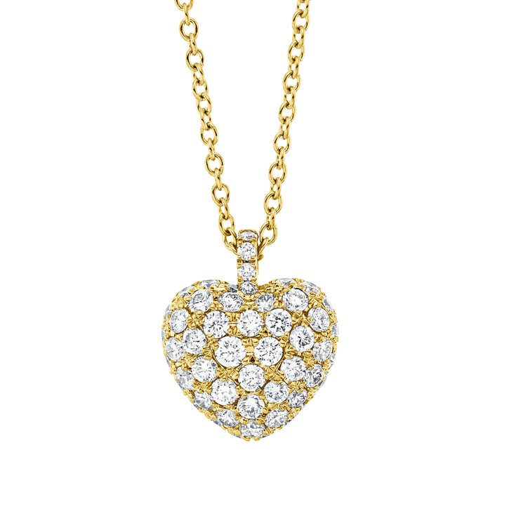Pavé Collier Herz aus 750 Gelbgold 52 Brillanten 0.71ct