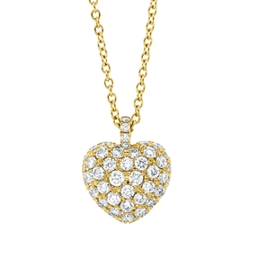 Pavé Collier Herz aus 750 Gelbgold 52 Brillanten 0,71ct TW-VSI/SI L:41cm Pavé Collier Herz aus 750 Gelbgold 52 Brillanten 0,71ct TW-VSI/SI L:41cm
