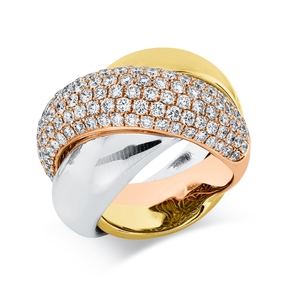 Pavé Ring aus 750 Gold gelb/weiß/rot 134 Brillanten 3,05ct TW-VSI B:18mm