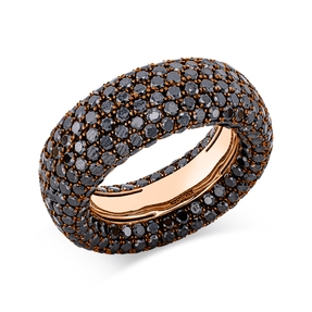 Pavé Ring aus 750 Gold Rotgold 386 Brillanten 8,67ct schwarz B:9,2mm