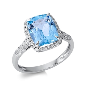 Ring aus 750 Weißgold Topas 4,1ct skyblue 66 Brillanten 0,27ct TW-SI B:12mm Ring aus 750 Weißgold Topas 4,1ct skyblue 66 Brillanten 0,27ct TW-SI B:12mm