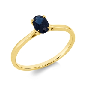 Ring aus 750 Gold Gelbgold Saphir 0,63ct blau B:6,2mm