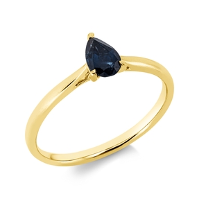 Ring aus 750 Gold Gelbgold Saphir 0,48ct blau B:6,2mm