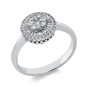 Ring aus 750 Gold Weißgold 60 Diamanten 0,38ct TW-SI B:9,9mm