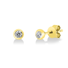 Solitaire Ohrstecker aus 750 Gold Gelbgold 2 Brillanten 0,16ct TW-SI Zarge
