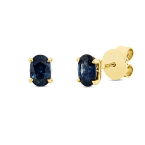 Ohrstecker aus 750 Gold Gelbgold 2 Saphire 1,15ct blau 6x4,6mm