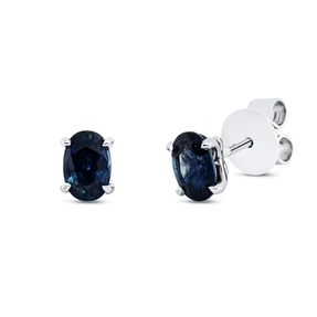 Ohrstecker aus 750 Gold Weißgold 2 Saphire 1,29ct blau 6x4,6mm