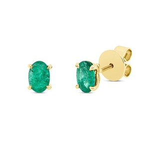 Ohrstecker aus 750 Gold Gelbgold 2 Smaragde 0,8ct grün 6x4,5mm