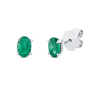 Ohrstecker aus 750 Gold Weißgold 2 Smaragde 0,87ct grün 6x4,5mm