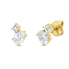 Ohrstecker aus 750 Gold Gelbgold 4 Diamanten 0,65ct TW-SI 7,4x5,1mm