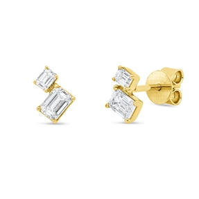 Ohrstecker aus 750 Gelbgold 4 Diamanten Smaragd-Schliff 0,66ct TW-SI 7,8x5,4mm