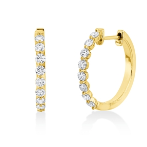 Creolen aus 750 Gold Gelbgold 16 Brillanten 0,73ct TW-SI 21,2x2,3mm