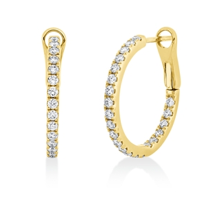 Creolen aus 750 Gold Gelbgold 44 Brillanten 0,7ct TW-SI 18,9x2mm Creolen aus 750 Gold Gelbgold 44 Brillanten 0,7ct TW-SI 18,9x2mm