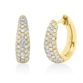 Pavé Creolen aus 750 Gold Gelbgold 118 Brillanten 0,76ct TW-SI 14,8x4,4mm Pavé Creolen aus 750 Gold Gelbgold 118 Brillanten 0,76ct TW-SI 14,8x4,4mm
