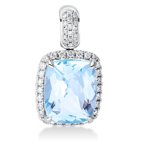 Anhänger 750 Weißgold Topas 4,3ct skyblue 44 Brillanten 0,21ct TW-SI 18,9x10,3mm