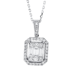 Collier aus 750 Gold Weißgold 39 Diamanten 0,76ct F-SI L:45,7cm