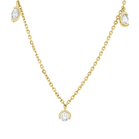 Collier aus 750 Gold Gelbgold 3 Diamanten 0,27ct TW-SI L:45cm