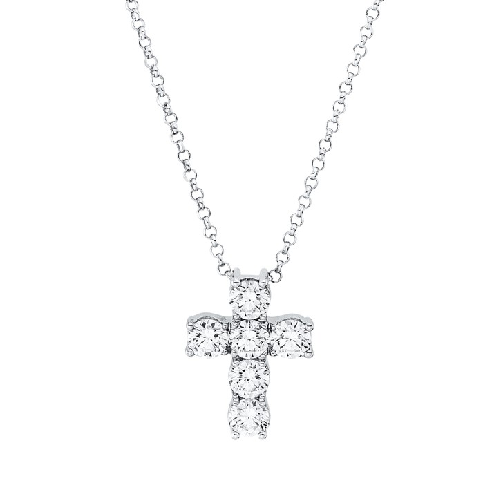 Collier Kreuz aus 750 Weißgold 6 Brillanten 0.54ct