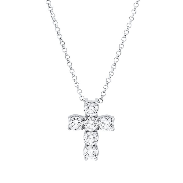 Collier Kreuz aus 750 Weißgold 6 Brillanten 0.54ct
